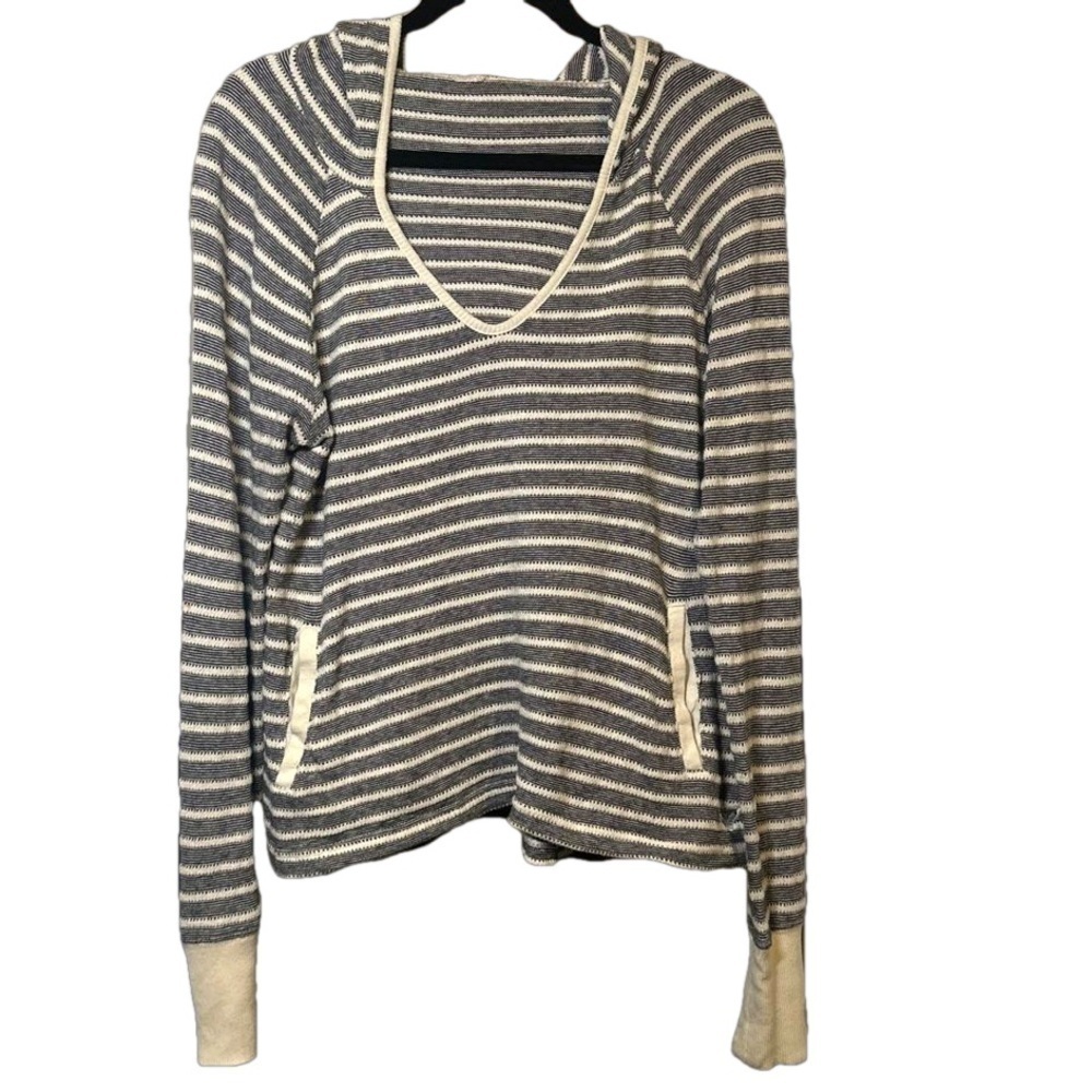 ROXY Presumed Size M Striped Long Sleeve Hooded Sweater with Pockets